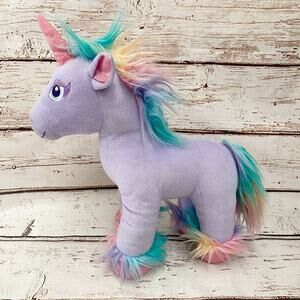 BUILD-A-BEAR Beary Fairy Friends Purple Unicorn Rainbow Mane Plush 18" BABW